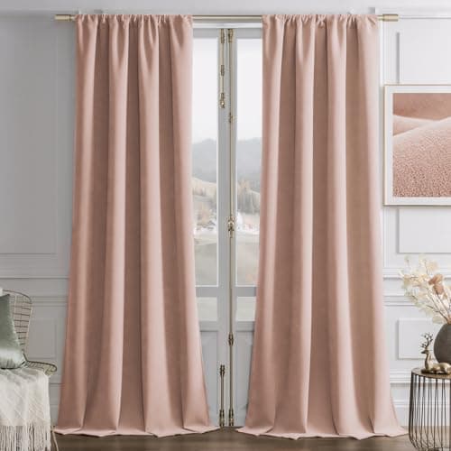 Joydeco Candy Pink Velvet Curtains 84 Inches 2 Panels, Luxury Thermal Insulated Soft Pink Curtains for Bedroom & Living Room, Room Darkening Velvet Drapes, Rod Pocket (52W x 84L)
