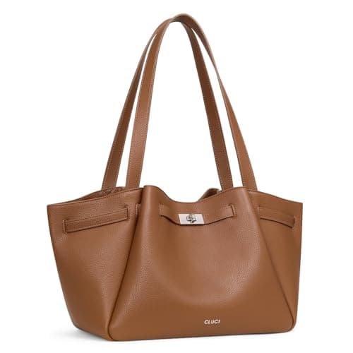 CLUCI Large Tote Bag for Women, RFID Blocking Work Bag, Vegan Leather Laptop Handbag, Waterproof Travel Purses Brown - Image 1