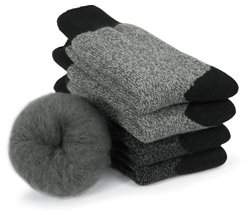 BomKinta Thermal Socks Men - Winter Warm Socks for Cold Weather Crew Socks - Cozy Soft Thick Christmas Boot Socks Light Grey Dark Grey Size 7-11 - Thumbnail 3