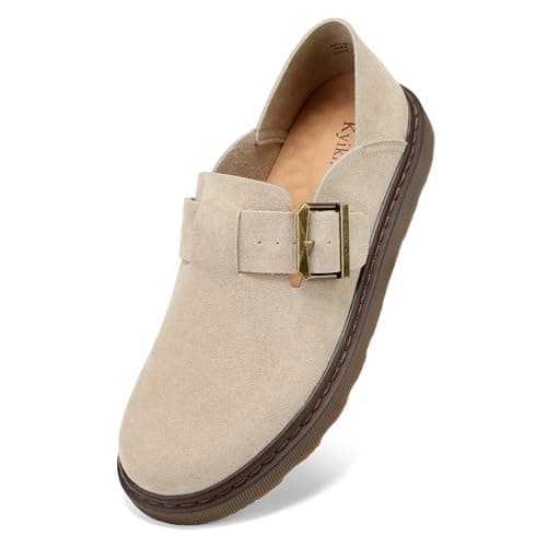 KYIKHOR Women's Comfortable & Lightweight Suede Leather Penny Loafers Slip-Ons Cute Business Casual Dress Shoes Work Office Flats Everyday Walking Shoes Driving Mocs for Women Grey,7.5 M US - Image 1