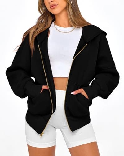 BTFBM Hoodies For Women Spring Clothing 2026 Long Sleeve Zip Up Fleece Fashion Sweatshirts Jacket Y2K Hoodie Fall Fashion(Black, Small) - Thumbnail 5