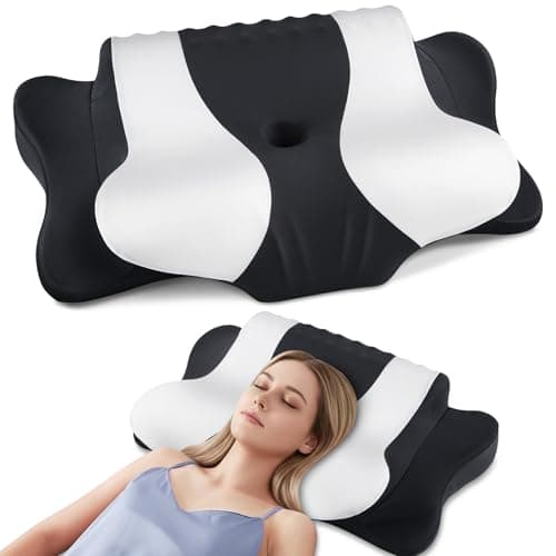 DONAMA Cervical Neck Pillow for Pain Relief, Orthopedic Contour Neck Pillow with Memory Foam Ergonomic Pillows with Dual Heights for Back, Stomach and Side Sleepers (Dark Black) - Image 1