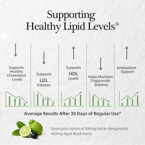 Aged Black Garlic Extract & Citrus Bergamot, 1160mg Cholesterol Support - Thumbnail 5