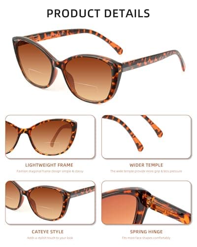 JOLISU 3 Pack Bifocal Reading Sunglasses for Women, 2 IN 1 Sun Readers Glasses Spring Hinge Outdoor Sunglasses With UV400 Protection (2.50) - Thumbnail 3