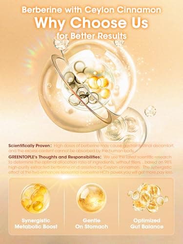 GREENPEOPLE Liposomal Berberine HCL1300mg - Berberine Supplement with Ceylon Cinnamon Activates AMPK - High Absorption Formula Healthy Weight Support – Non-GMO/Vegan – 30-Day - Thumbnail 4