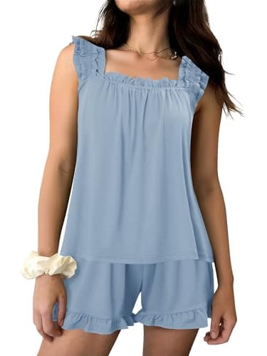 StunShow Bow Pajamas Blue Pajama for Woman Aesthetic Cute Pajamas Cute Pjs for Women Set Pajama Set Women Bride Outfit Blue S - Thumbnail 3