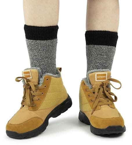 BomKinta Thermal Socks Men - Winter Warm Socks for Cold Weather Crew Socks - Cozy Soft Thick Christmas Boot Socks Light Grey Size 7-11 - Thumbnail 5