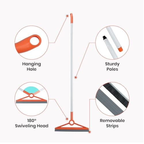 MAVRIZ Air Broom with Removable Rubber Strip and Broom Bristle, Squeegee Broom for Indoor Cleaning, Multifunctional Floor Squeegee for Dust, Hair, Liquids - Thumbnail 4
