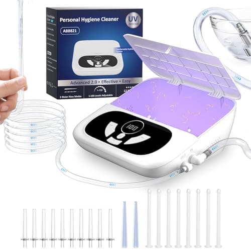 CNAPES Enemas for Colon Cleanse Men and Women, Electric Enema Kit with UVc Storage Box, 1-100 Level Adjustable Water Pressure, 2 Spray Modes, Anti-Backflow Design, 18 pcs Nozzles