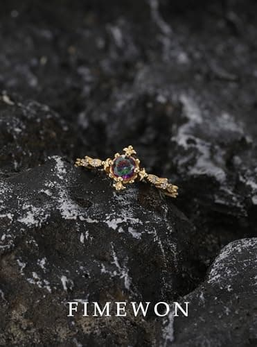 Fimewon Cubic Zirconia Rings for Women Gold Vintage rings Waterproof Jewelry Gifts for Her Size 5 - Thumbnail 3