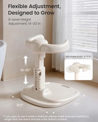 GROWNSY Baby Bath Stand for Babies 6 Months & Up, Foldable Baby Shower Stand for Infants and Toddlers, Adjustable Baby Shower Standing Support With Shower Holder - Thumbnail 5