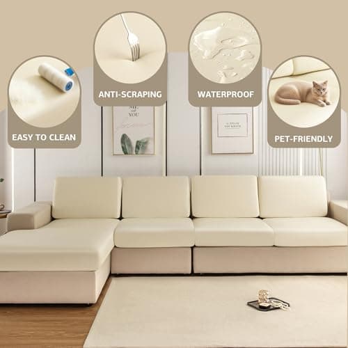 UWWGKK Waterproof Couch Covers, Couch Cover with Chaise for Sectional Sofa,L Shape Sofa - Thumbnail 3