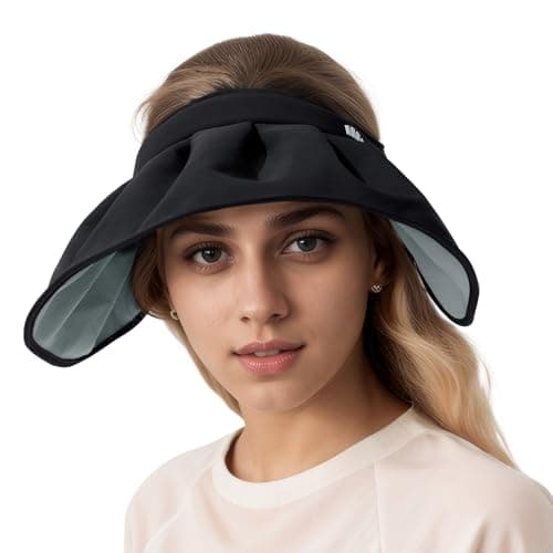 BENEUNDER Sheel Sun Hats for Women Wide Brim Foldable UV Protection UPF50+ Visors for Outdoor Travel Vacation Black - Image 1