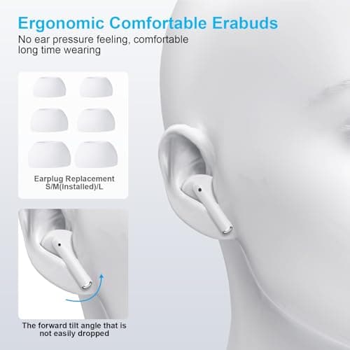 Wireless Earbuds for iPhone, 5.3 Bluetooth Headphones for Apple Earbuds Wireless, ENC Noise Cancelling 40Hrs Playback in Ear Air Buds Pods HiFi Bass for iPhone 17 16 15/iPad/PC/Laptop/Switch/White - Thumbnail 6