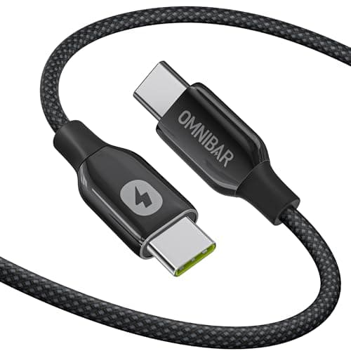 Omnibar 240W USB C to USB C Cable 6FT, Type C Charger Fast Charging Cord for iPhone 17/16/15, Nylon Braided Zinc Alloy C to C Cable Fast Charging for MacBook iPad Samsung S25/S24 GoPro DJI Headphones - Image 1