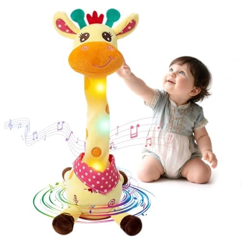 LLUKEME Dancing Giraffe Toy Stuffed Animal Baby Toys Singing Song Toddlers Toy Repeats What You Say Glowing Musical Toy for Baby Birthday Gift Groovy Giraffe Toy (Dancing Giraffe) - Image 1