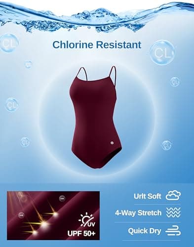 G Gradual Women's One Piece Athletic Swimsuit with Adjustable Straps Training Sport Swimwear Modest Bathing Suit for Women(Wine Red,2XL) - Thumbnail 6