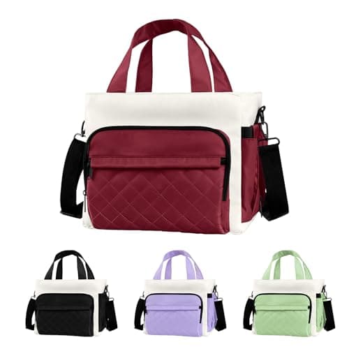 Women's Insulated Lunch Box Bag - Stylish Tote Design, Leakproof Waterproof Lunch Cooler, Large Lunch Tote Bags for Work Commute & Dates (White Brown) - Image 1