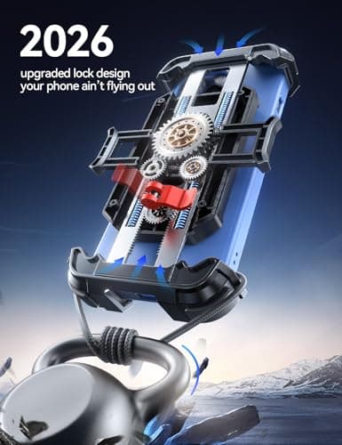 JOYROOM Motorcycle Phone Mount Holder, [All-Weather Sunshade & Overheat Protection] Phone Holder for Motorcycle ATV Scooter, [120mph Secure Lock] Handlebar Phone Mount for iPhone 17, All 4.7-7" Phones - Thumbnail 4