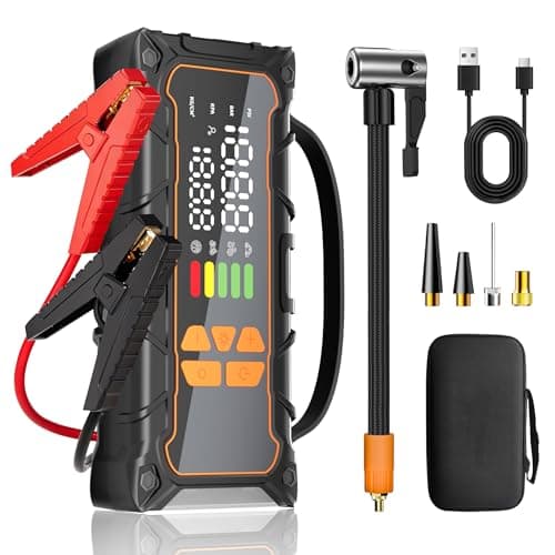 Battery Jumper Starter Portable, Jump Starter with Air Compressor-4000A 12V (7.0L Gas/ 6.0L Diesel) with 160PSI Tire Inflator, 10000mAh Jump Box Car Battery Jump Starter, Jumper Cables, LED Light - Image 1