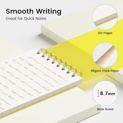 BEYONG Small Pocket Notebook Journal, Mini Notepad Spiral Notebooks Note Pads for Work School (4 Pack, 3x5) - Thumbnail 2