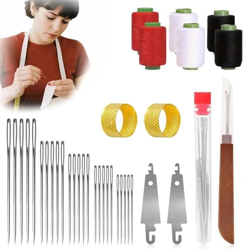 Big Eye Steel Sewing Needles Kit, 2025 New Stainless Steel Needles for Hand Sewing, 37 PCS Big Eye Steel Needle Kit, DIY Kit (37Pcs) - Image 1