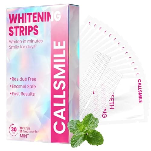 CALLSMILE Teeth Whitening Strips - Whitening Strips for Sensitive Teeth, Hydrogen Peroxide Teeth Whitener for Coffee, Wine, Tobacco, and Other Stains, 28 Strips (14 Days Treatment), Mint