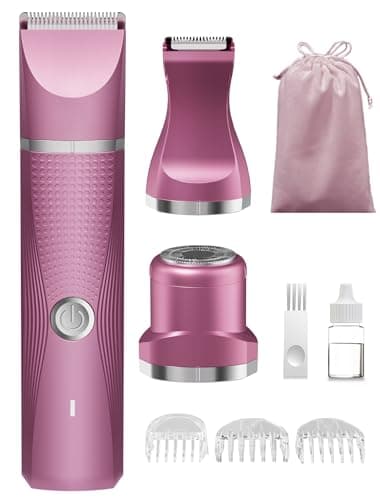 unibono 3-in-1 Electric Razor for Women - Waterproof Bikini Trimmer,Rechargeable Electric Shaver for Lady,Pubic Hair Trimmer Women,Personal Trimmer Groomer for Body Hair (Rose Red, RR-1) - Image 1
