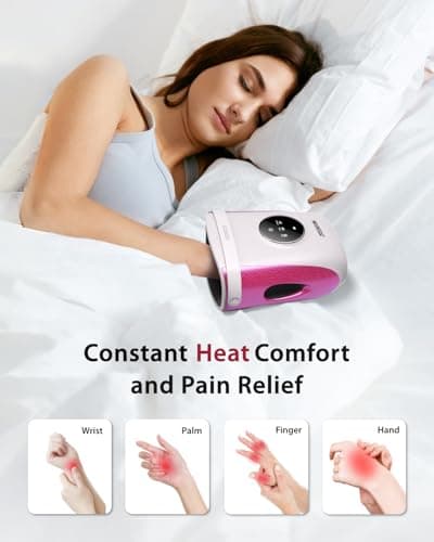 CINCOM Hand Massager with Heat and Compression, Finger and Palm Massage Machine for Pain Relief, Arthritis and Improved Circulation, Gifts for Women, Cordless and Rechargeable (White) - Thumbnail 3