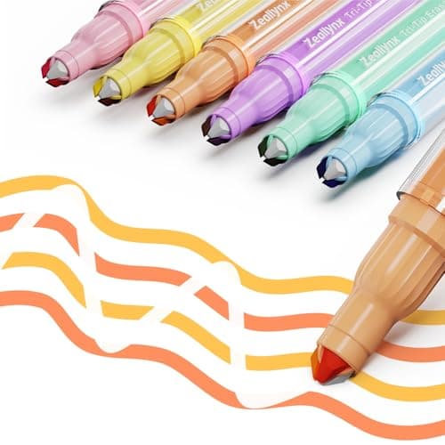 Zeallynx 3-in-1 Color-Changing Highlighter Markers, 6 Pens with 2 Color Tips & 1 Erase-to-Change Tip, Quick-Dry No-Bleed Ink for Creative Journaling, Planning - Image 1