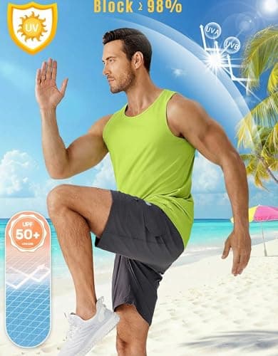 PINSPARK Training Tank Tops Men Athletic Sleeveless Workout Shirts Gym Fitness Bodybuilding Quick Dry Breathable Sports Tee Lemon Green - Thumbnail 4