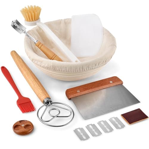 HAOCHUYI 9-Inch Round Bread Proofing Basket, Complete Sourdough Starter Kit, Essential Bread Making Tools, Perfect for Sourdough Baking, HAOCHUYI Gift Set - Image 1