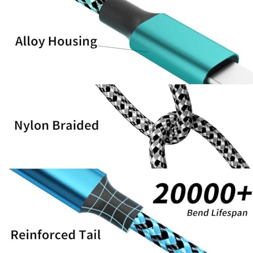 Firsting Multi Charging Cable,4 in 1 Charging Cables for Multiple Devices Nylon Braided Universal Charger Phone Charger Cord with 2 IP/USB-C/Micro USB Port for Cellphone/Tablets/More(2Pack 5FT) - Thumbnail 4