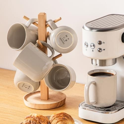 vancasso 16 oz Coffee Mugs Set of 6, Large Ceramic Mug with Handle, Unique Glaze Coffee Cups for Latte, Cappuccino & Hot Cocoa, Dishwasher & Microwave Safe, Gray, Series PLAYA - Thumbnail 6