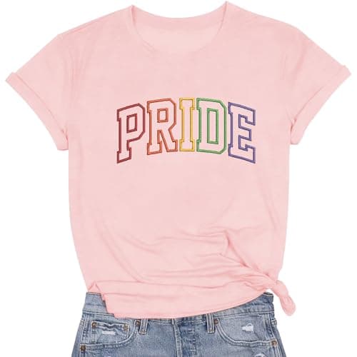 Rainbow Pride Tshirt LGBTQ T-Shirt Embroidered Pride Gay Shirt Trans Ally Shirt Festival Tee Tops - Image 1