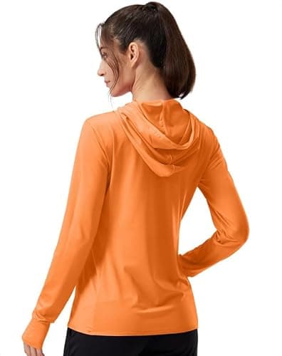 Soothfeel Women's UPF 50+ Sun Protection Hoodie Jacket Lightweight Long Sleeve Sun Shirt for Women with Pocket Hiking Outdoor(Orange, S) - Thumbnail 2