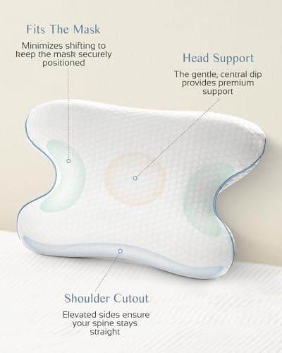 Joynox Travel Memory Foam CPAP Bed Pillow for Side & Back Sleepers, Portable Sleep Apnea Pillow with Storage Bag for All CPAP Masks Users, Washable Neck Support Pillow for Hotels Camping - Thumbnail 3