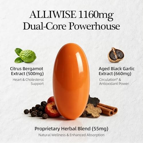 Aged Black Garlic Extract & Citrus Bergamot, 1160mg Cholesterol Support - Thumbnail 2
