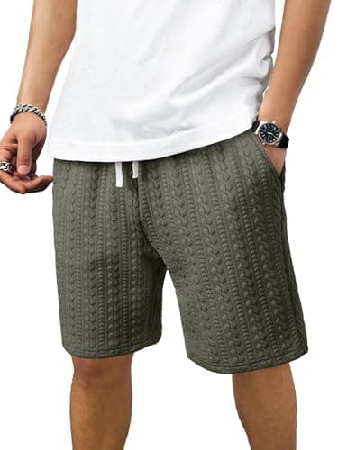 JMIERR Men's 7.5 Inch Lounge Sweat Shorts - Stretch Elastic Waist Drawstring Workout Casual Shorts with Pockets for Gym, Running, Jungle Green, Medium - Image 1