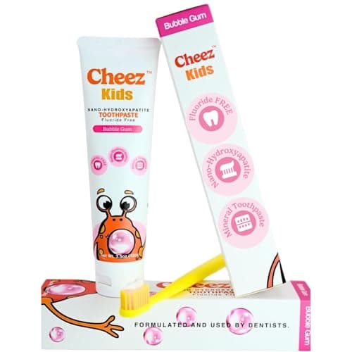 Cheez Oral Care Kids Nano Hydroxyapatite Toothpaste with Xylitol, Fluoride Free Safe to Swallow Mineral Toothpaste, Gentle Enamel Care, Bubble Gum Flavor - Image 1