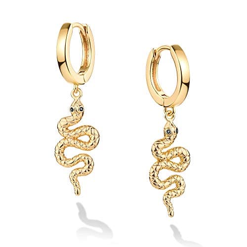 VALLOEY ROVER Snake Dangle Hoop Earrings for Women 14K Gold Plated Dainty Drop Huggies Hoop Earrings for Her Jewelry Gift - Image 1
