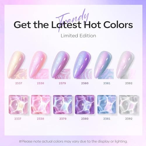 Modelones Gel Nail Polish, 6 Colors 2026 Spring Pastel Shimmer Pearl White Pink Purple Mermaid Nail Drawing Glitter Gel Polish with Dotting Pen Soak Off LED Swirl Shell Thread Effect DIY Nail Art Gift - Thumbnail 2