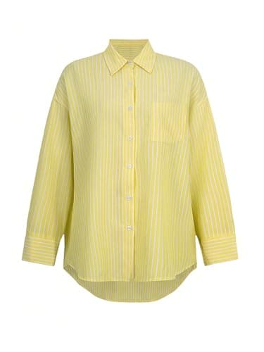 GORGLITTER Women's Striped Long Sleeve Shirt Button Down Blouses Dressy Casual Collared Business Work Office Outfits Yellow Medium - Thumbnail 5