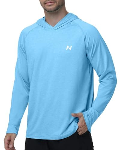 isnowood Men's Sun Protection Fishing Shirts, UPF 50+ Long Sleeve UV Hoodie, Hiking Swimming Hooded Rash Guard Lightweight - Image 1