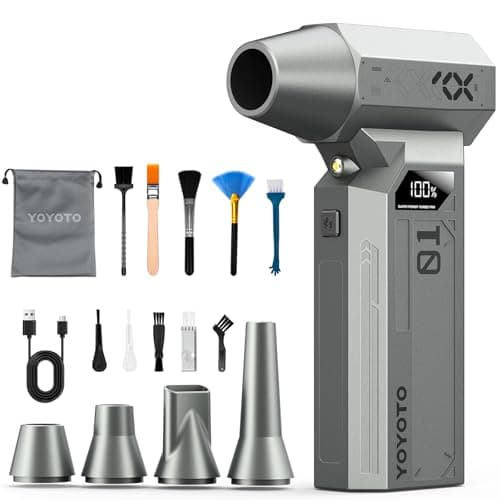 Compressed Air Duster, 150000RPM Electric Air Duster with LED Display & Brushless Motor, 4-Gear Air Blower Rechargeable with LED Light, Cordless Turbo Fan for Computer, Keyboard, Car, Home, Outdoor - Image 1