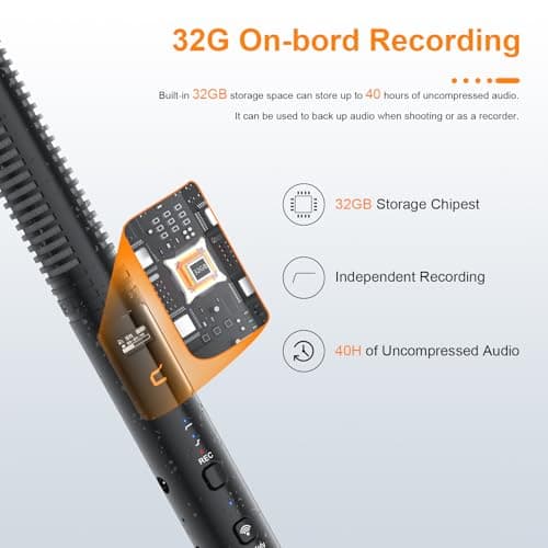 COMICA VM40 Shotgun Microphone with Wireless Modes, 48kHz/32-bit, 32GB Storage, Safety Audio Track, Super Cardioid Camera Mic for Filmmakers, Vloggers - Wireless Mic for Camera, Smartphone, PC - Thumbnail 3