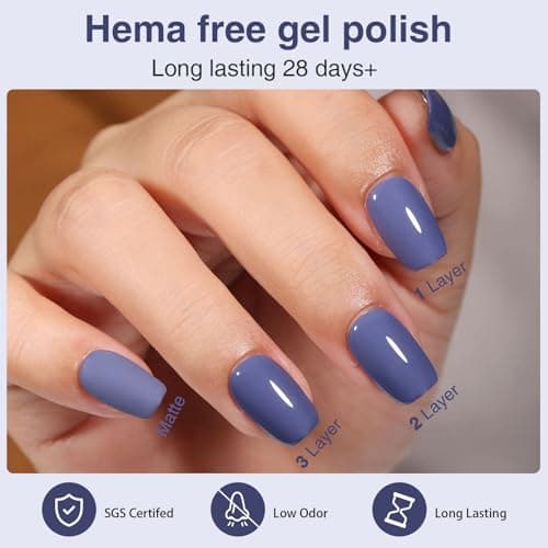 GELLAKTIK 6Pcs 12ml Gel Nail Polish Set with Red White Blue, Gel Polish Kit for Salon DIY at Home, Soak Off LED UV Gel Nail Polish, Gifts for Women Girls - Thumbnail 3
