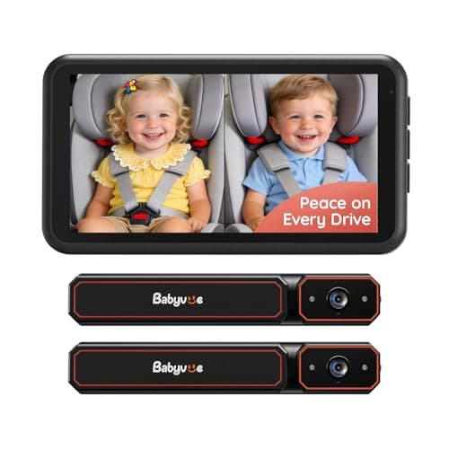 Babyvue BV6PRO Wireless Dual Car Camera Baby Monitor Fast Setup, HD1080P Spilt-Screen Baby Car Monitor for 2 Kids, Auto IR Night Vision Backseat Camera for Newborns Gift - Image 1