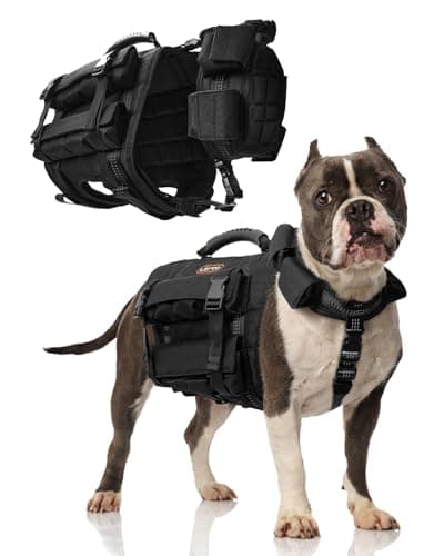 LISPOO Tactical Weighted Dog Vest for Exercise with Adjustable Weighted Collar, Pocketed Design, Dog Weight Vest Suitable for Walking, Strength Training, Muscle Building with Medium & Large Dogs (S) - Image 1
