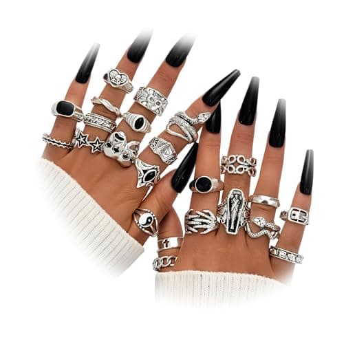 FAXHION 60 Pcs Gold Stackable Rings for Women, Knuckle Rings Chunky Gold Ring Set Dainty Stacking Cute Rings, Multiple Sizes Cute Jewelry Set Gift（Halloween skeleton - Image 1